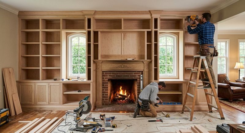 Fireplace Cabinet Installation in Winston Salem, NC